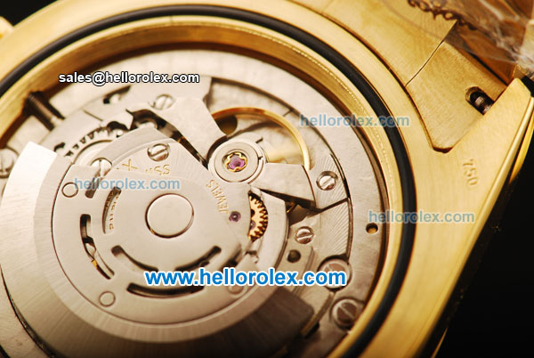 Rolex Day Date II Rolex 3156 Automatic Movement Full Gold with Golden Dial and Roman Numeral Markers - Click Image to Close